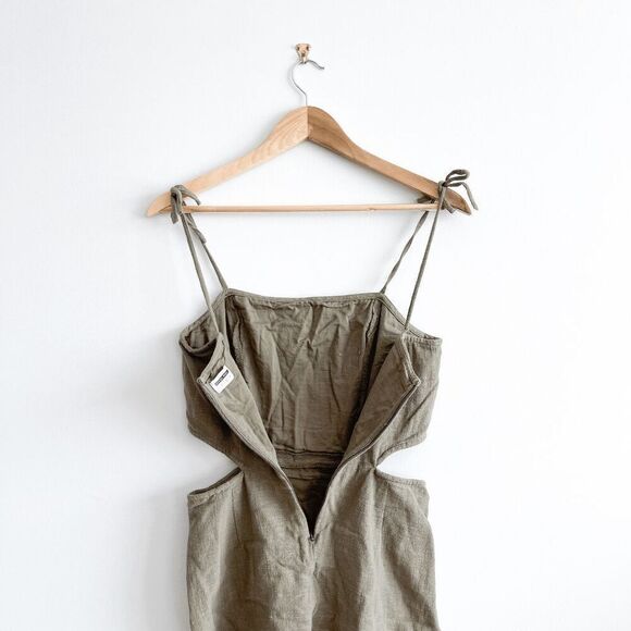 Noisy May Womens Cut-Out Mini Strap Dress Sleeveless Olive Green Size Small - Picture 2 of 8